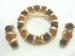 Topaz & Root Beer Gold Tone Rhinestone Brooch & Earrings SET