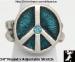 Peace Sign Stretch Ring: Enamel Peace Sign Stretch Ring Blue