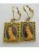 Cameo Lady Facing Left Gold Tone Earrings