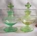 Pair Of Green Depression Glass Perfume Bottles