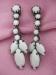 Vintage Milk Glass & Japanned Dangle Clip on Earrings