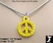 Peace Sign Pendant Necklace Yellow Rhinestones Yellow Enamel