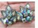 Vintage Carnival Blue Rhinestone Pear Earrings Silver Tone