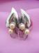 Sterling Silver 925 Vintage Faux Pearl & Leaf Screw Earrings