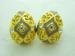 Signed Joan Rivers Pierced Earrings Crystal & Enamel Gold Tn