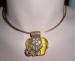 Golden Glass Elephant and Rhinestone Necklace